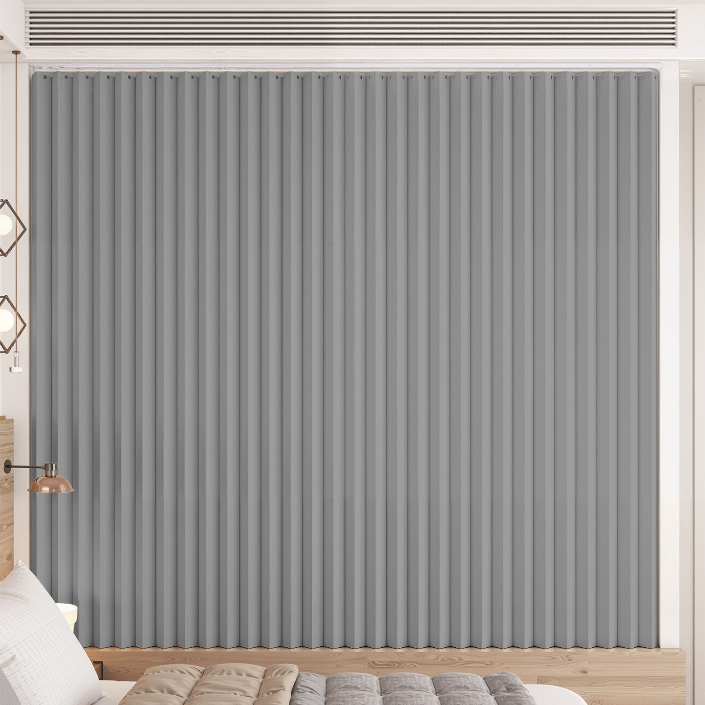 免打孔滑轨遮丑折叠帘防尘布帘衣帽间房间无门衣柜遮挡帘简约纯色