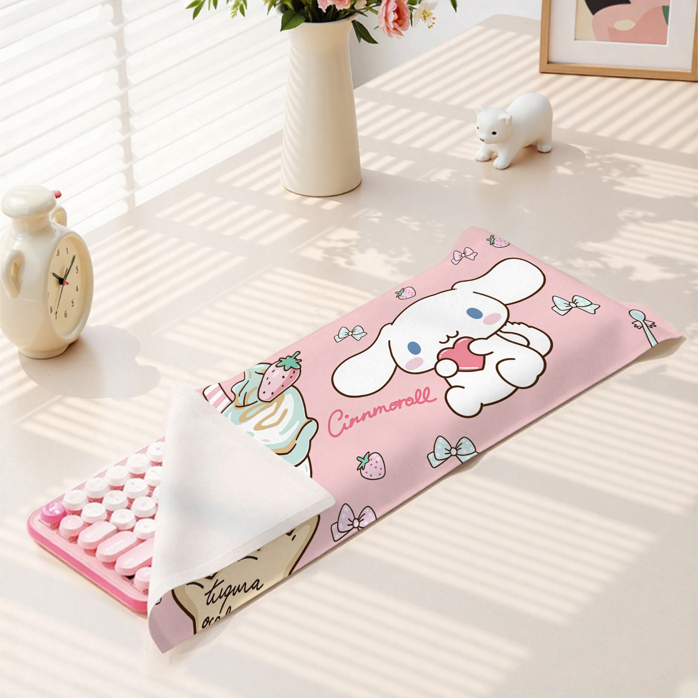 机械键盘防尘罩平板长条装饰小盖巾粉色少女风笔记本电脑遮灰盖布