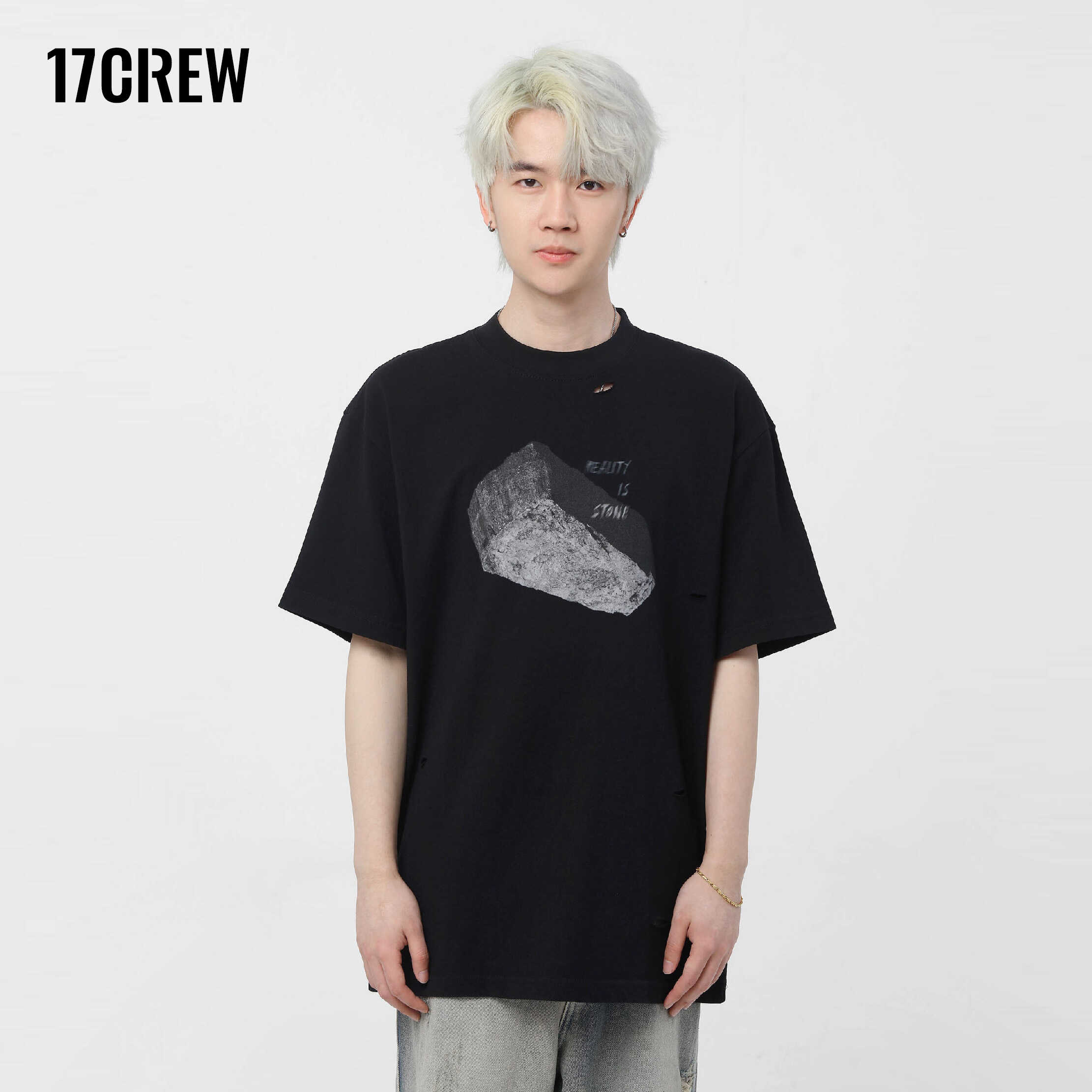 破洞街头短袖短袖17CREW