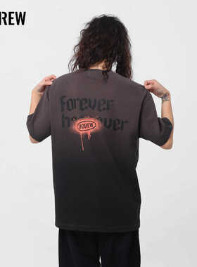 17CREW吊染短袖T恤男女同款街头潮牌宽松百搭休闲夏季美式