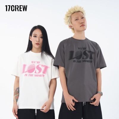 三色印花短袖宽松休闲水洗17CREW