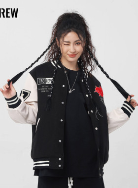 17CREW棒球服夹克外套棉服加厚冬季复古刺绣毛巾绣美式街头