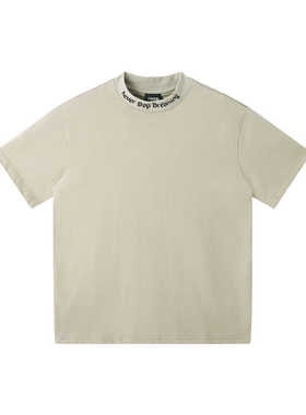 17CREW水洗磨边小高领圆领刺绣款国潮男女同款原创短袖