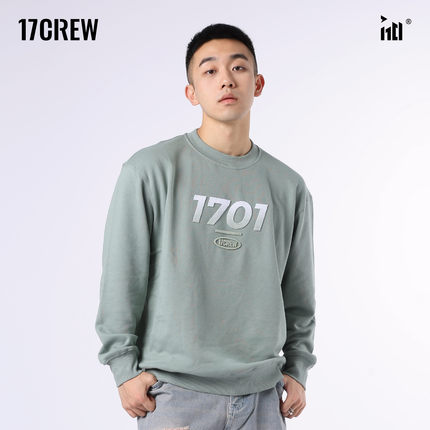 1701原创牙刷绣渐变男女同款圆领国潮棉卫衣