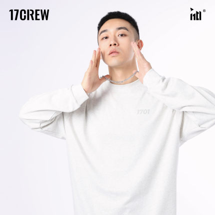17CREW原创显瘦打底衫宽松纯棉圆领弧形下摆百搭男女同款