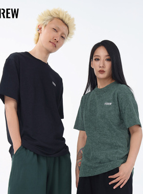 17CREW美式复古个性宽松碎星蜡染工艺短袖圆领t男女同款240g棉质