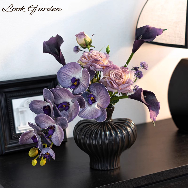 ins风蝴蝶兰仿真花花束客厅摆件设计款假花装饰花卉餐桌花摆花