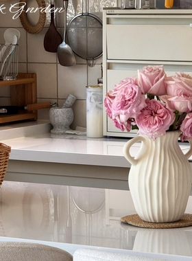 清仓捡漏！白色侘寂风陶瓷花瓶鲜花干花装饰摆件客厅餐桌花器北欧