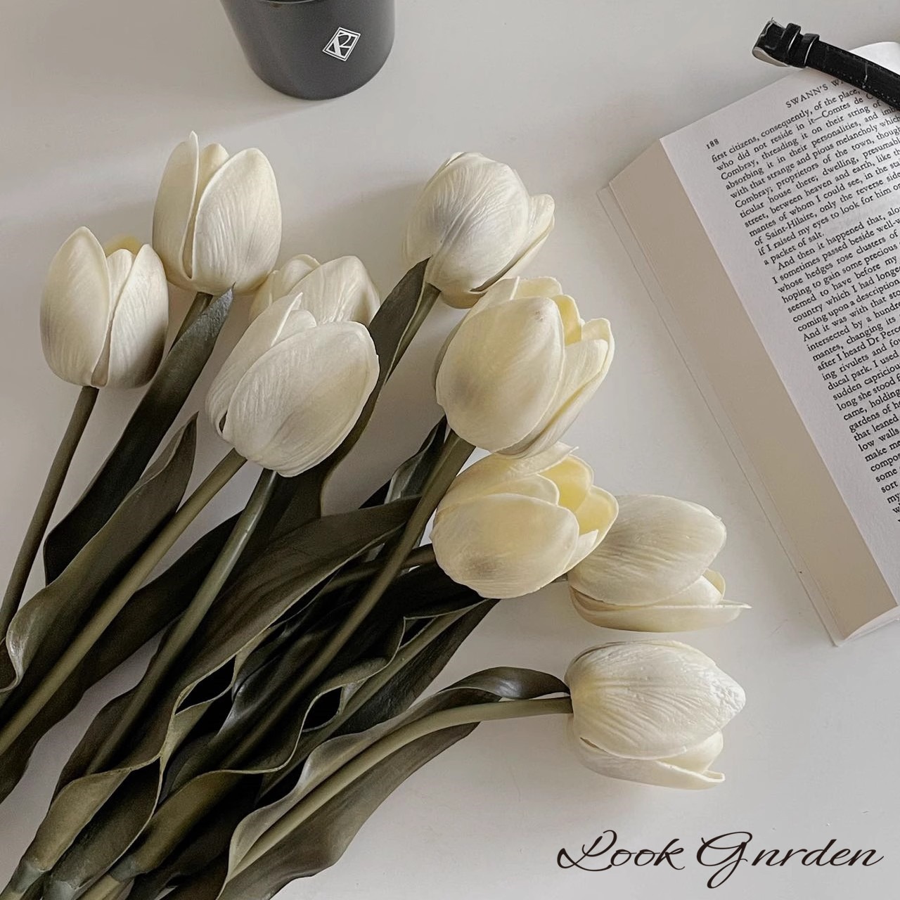 莫兰迪郁金香仿真花客厅摆件装饰