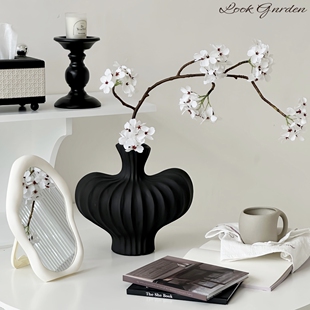 轻奢设计感法式 饰品小众 陶瓷花瓶摆件样板间玄关艺术侘寂风客厅装