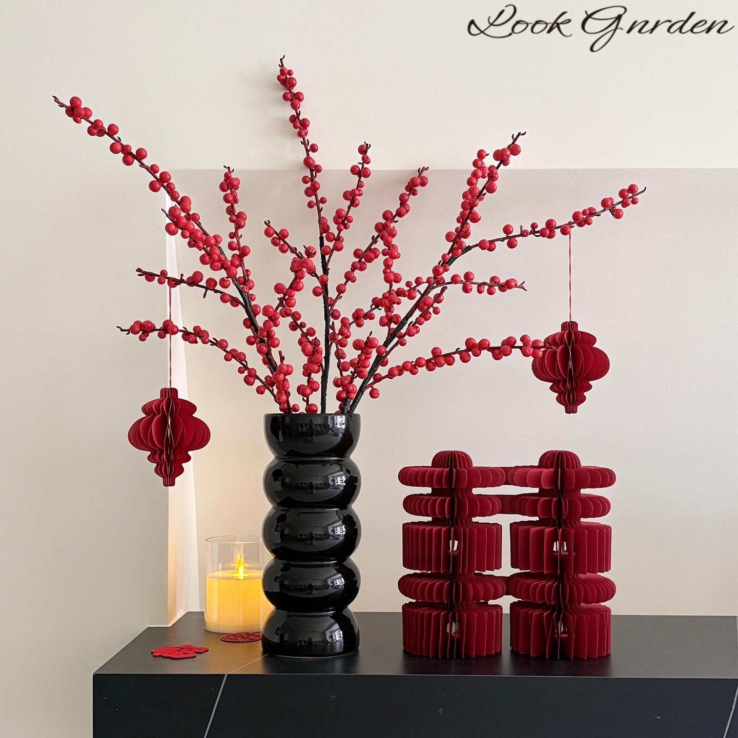 乔迁新居礼物冬青红果仿真花束装饰品摆件搬新家入宅之喜婚房布置