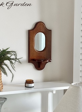 复古墙面装饰挂件镜子中古实木