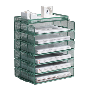 金属文件收纳架多层置物架子桌面文件盘座篮框筐办公室用品文具大全分层书架立式档案资料整理架文件夹收纳盒