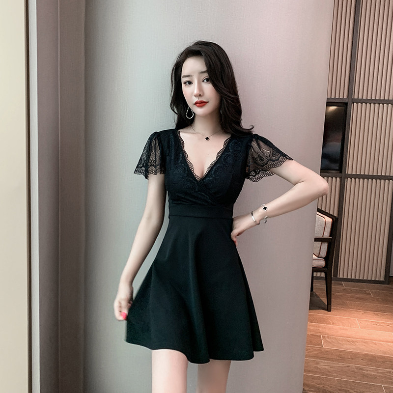 夜总店性感连衣裙减龄夜场上班修身低胸女装短裙子足浴技师工作服