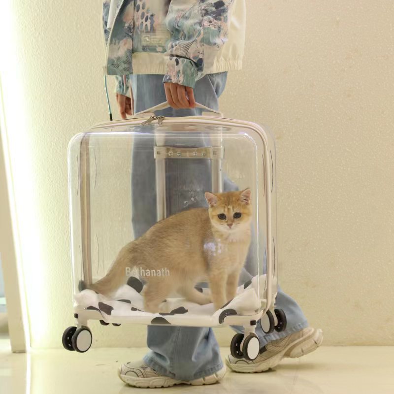 日本甄选网红宠物拉杆箱透明透气猫包便携猫咪外出旅行箱航空箱