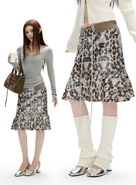 common in 0120 “绝美”千禧风百搭豹纹亮片鱼尾裙加绒松紧半裙