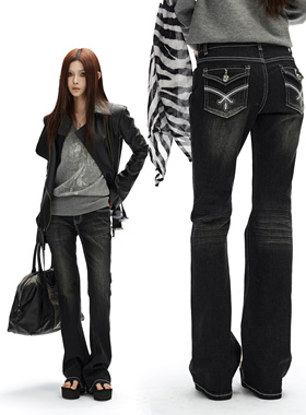 common in 0120 90s千禧回忆街头潮酷做旧牛仔裤复古低腰显瘦长裤