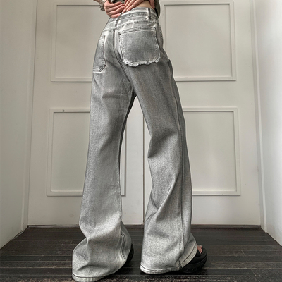 废土风做旧复古喇叭牛仔裤