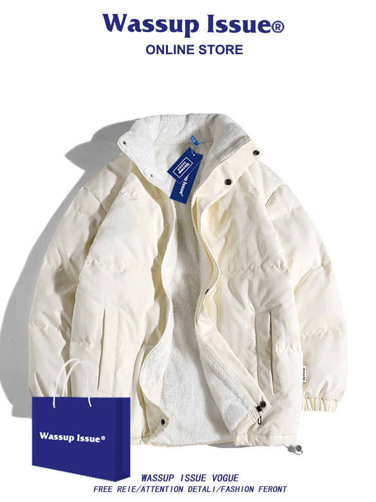 WASSUP ISSUE LAMB WOOL COTTON JACKET MENS WINTER CLOTHES COUPLES WINTER FLEECE THICKENED DOWN COTTON JACKET MENS