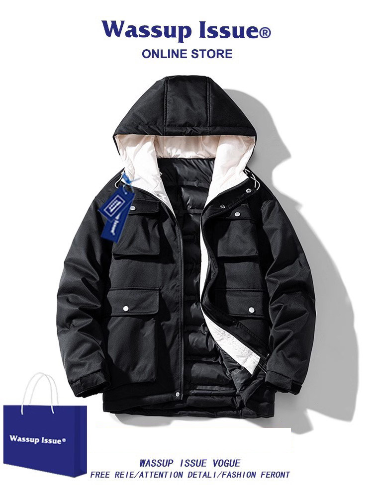 WASSUP ISSUE AMERICAN FASHION BRAND WORKWEAR COTTON JACKET MENS WARM COTTON JACKET WINTER COTTON WEAR STREET TREND JACKET
