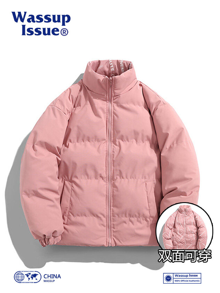 WASSUP ISSUE REVERSIBLE DOWN COTTON JACKET MENS WINTER PADDED JACKET THICKENED BREAD JACKET COTTON COUPLE JACKET