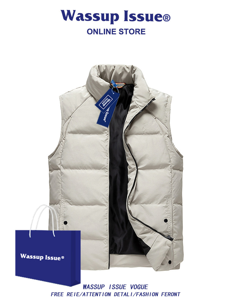 WASSUP ISSUE DOWN COTTON VEST MENS WINTER 2024 NEW HORSE CLIP THERMAL VEST SHOULDER JACKET MEN