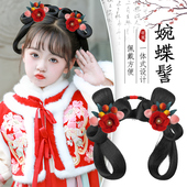 儿童汉服头饰古风假发一体式 盘发发髻唐风古装 女童百搭造型垫发包
