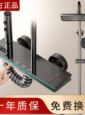 正品淋浴花洒全铜家用浴室恒温卫生间PVD水镀枪灰色冷热沐浴套装