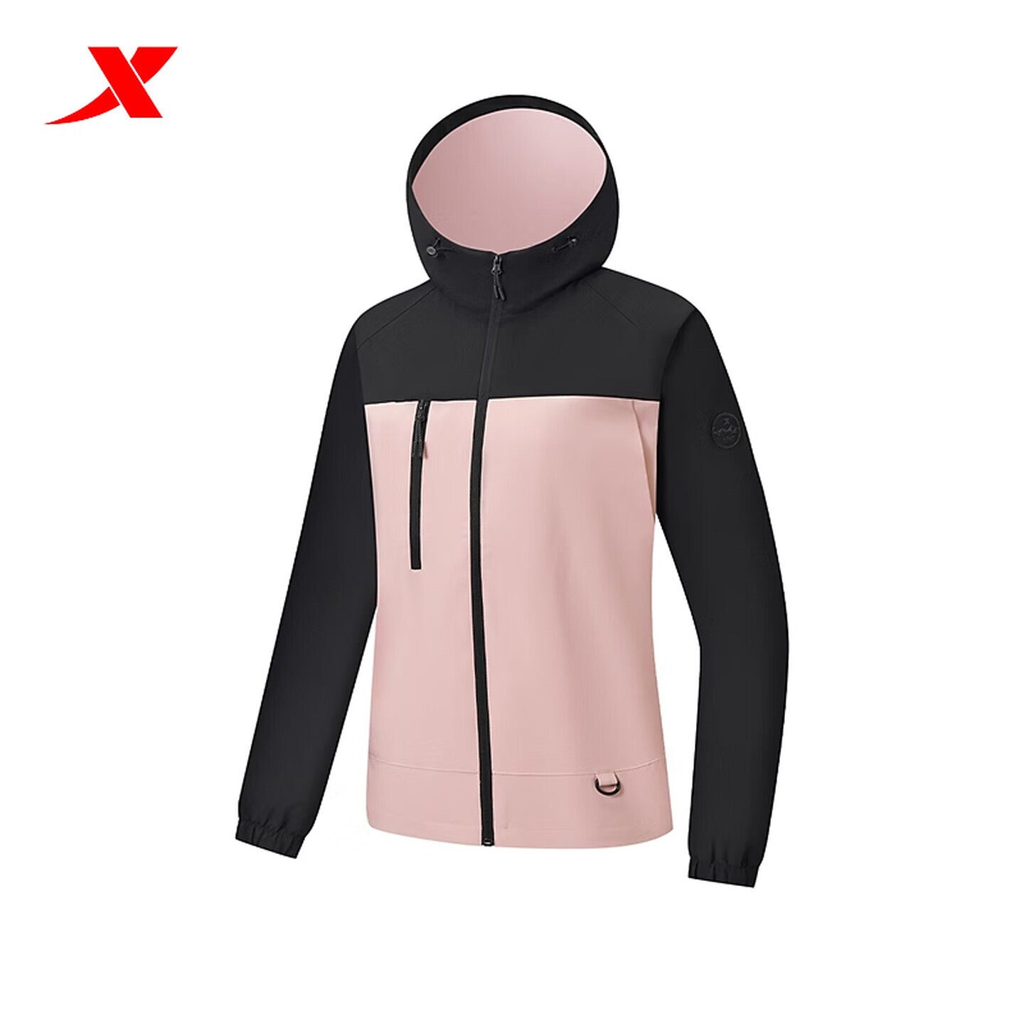 特步女外套冲锋衣秋新款正品运动服薄款双层风衣梭织连帽上衣女装