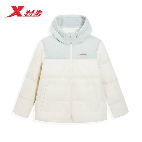 特步CHINA三防连帽羽绒服女内里热反射外套2025冬款975428190359