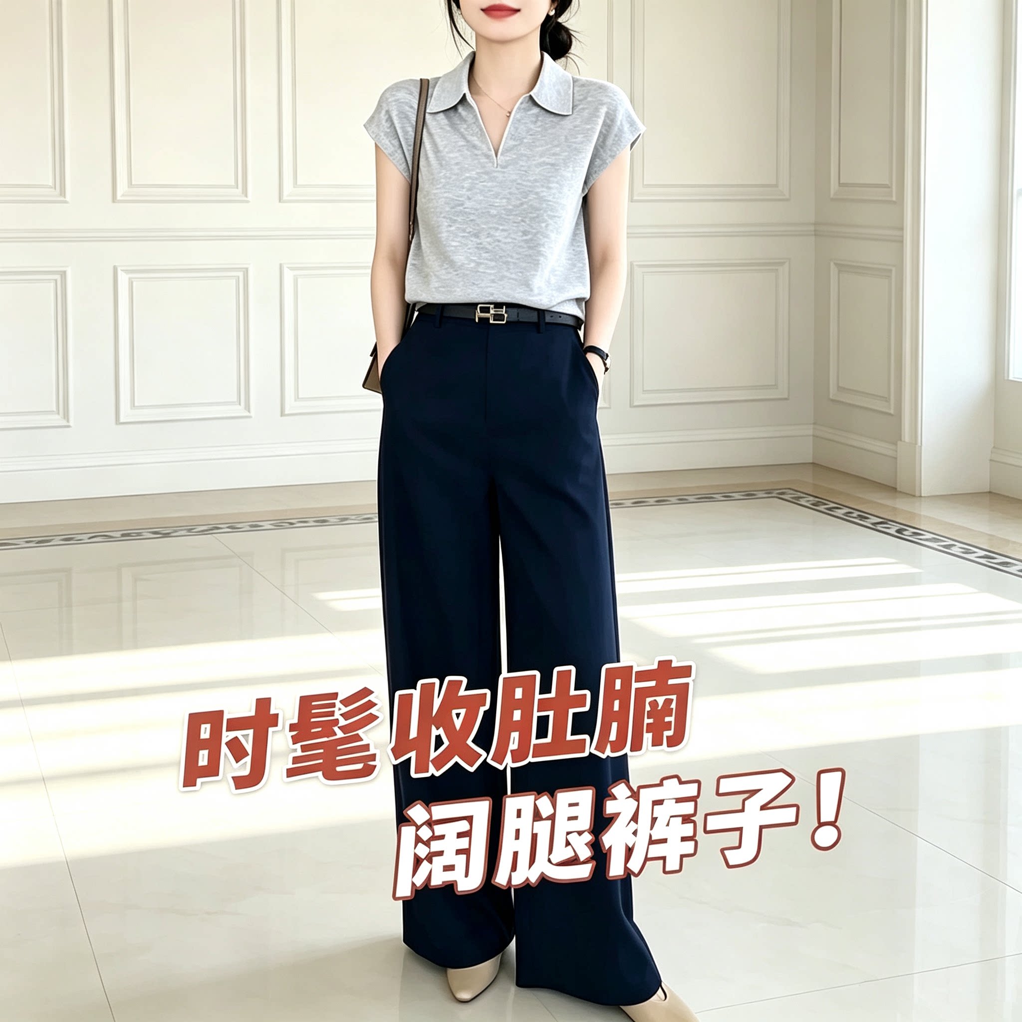 刚刚好高腰显瘦休闲裤垂感阔腿裤