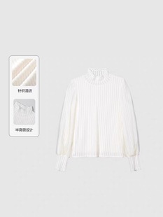 【优雅叠搭】官方冬新款蕾丝花边半高领打底衫女保暖显瘦内搭上衣