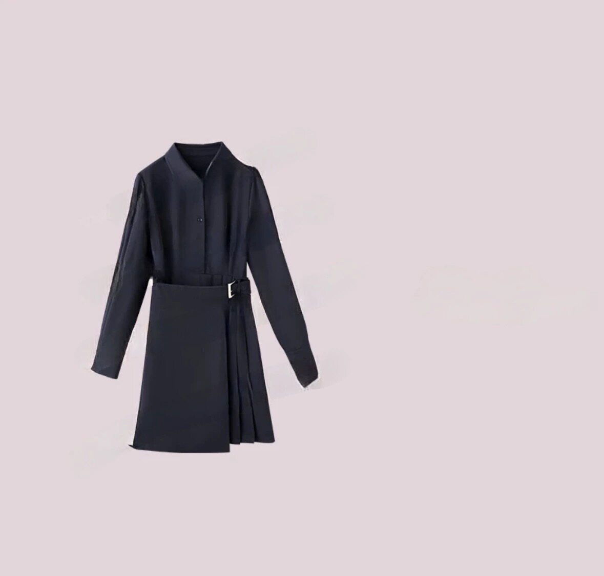 柏林散步大洪严选店气质轻奢春季新款不对称下摆长袖长短款连衣裙