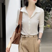 老钱POLO 夏秋新款 高级感气质显瘦短袖 白色T恤休闲长袖 polo衫