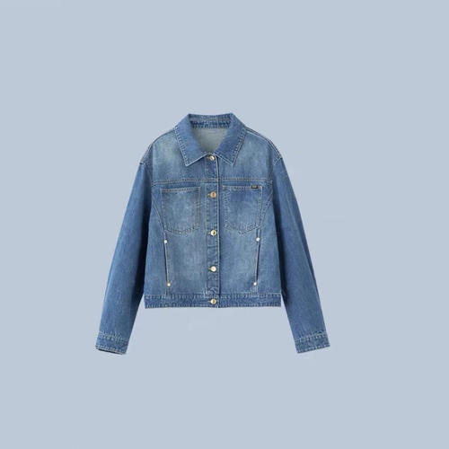 大洪官方恰好时光新款休闲通勤宽松韩版翻领显瘦短款牛仔外外套女