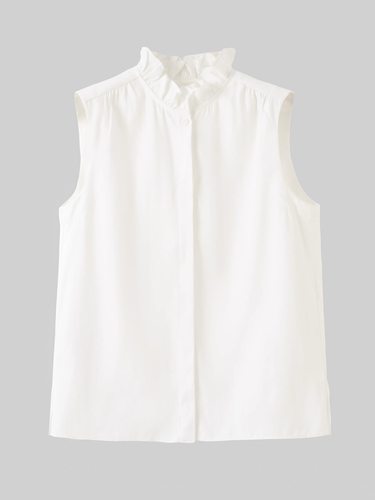 大洪官方叠穿神器荷叶领无袖衬衫