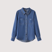 衬衣时尚 航海日志 牛仔衬衫 复古翻领长袖 大洪官方严选店自营法式