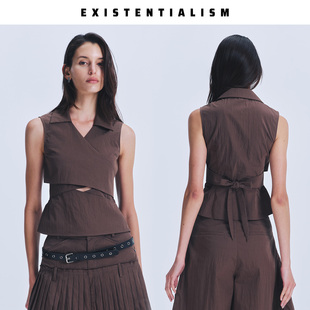 EXISTENTIALISM26SS新款双扭结背心女设计感收腰显瘦气质无袖上衣