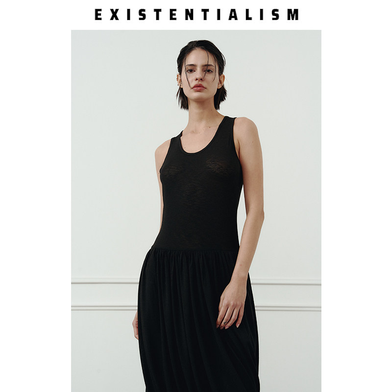 EXISTENTIALISM 25新款垂坠花苞背心裙女简约日常休闲连衣裙