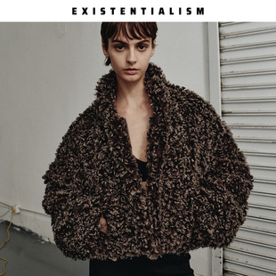 EXISTENTIALISM “Mocha” 卷毛仿毛夹克复古宽松廓形短外套女