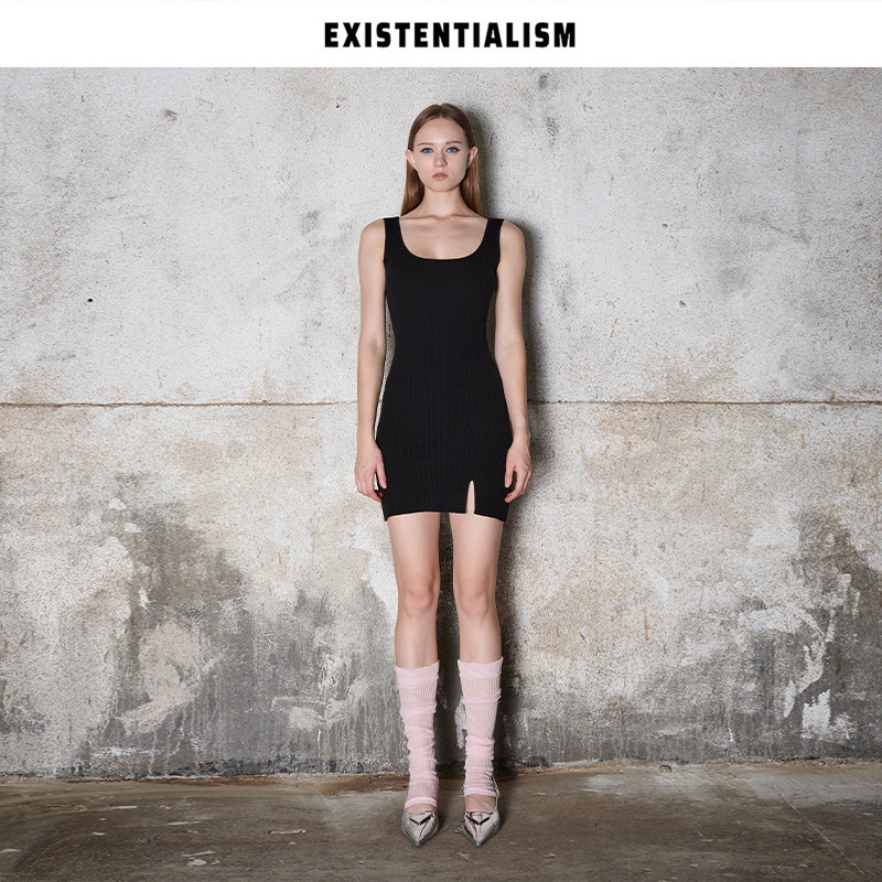 EXISTENTIALISM新款春夏女装针织背心裙女简约百搭修身显瘦连衣裙图片