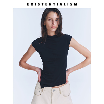 EXISTENTIALISM纯欲风不规则拼接上衣女春夏修身基础款打底 T 恤