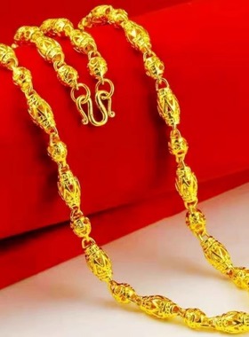 纯正品沙金项链ggg项链男士女款橄榄链泰国链3D霸气时尚项链