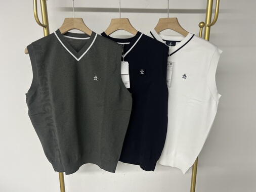 22121 新款男士25春夏款高尔夫服装V领针织马甲背心柔百搭