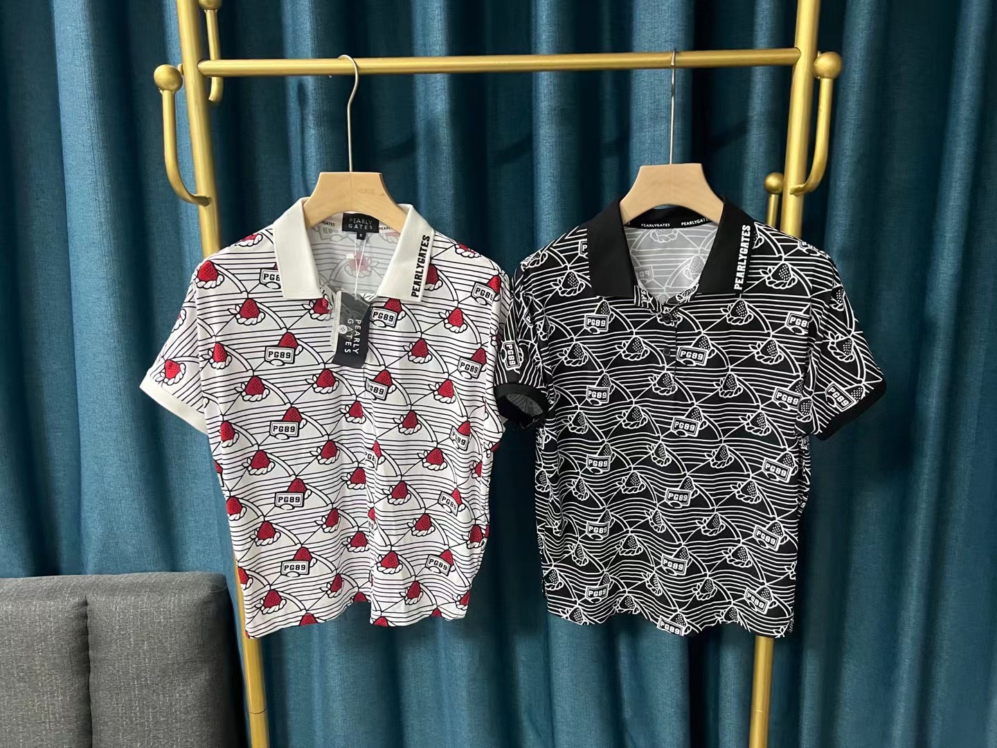 29T41高尔夫球服新品女士夏季冰丝草莓蛋糕纽扣领短袖T恤速干球衣