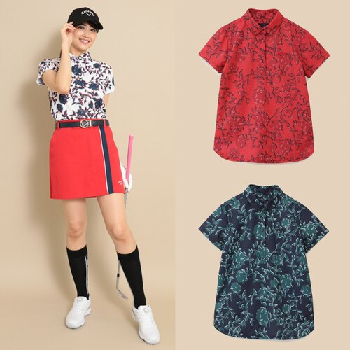 29g05 高尔夫服装女士春夏POLO翻领短袖速干透气满印时尚新品日单