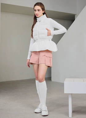 20342 韩国高尔夫穿搭25秋冬舒适双层运动户外工装短裤女式