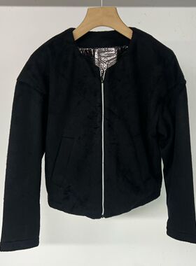 42C54 出口余韩单高尔夫女秋冬季夹克毛毛绒GOLF服装防风保暖黑色