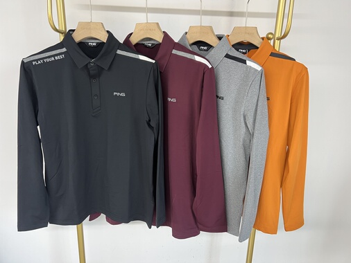 24315 出口韩国余高尔夫服装男士秋冬新品薄绒保暖翻领长袖上衣