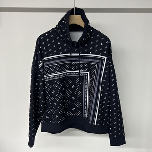 42C88 出口余韩单高尔夫女士春秋高领半帽套头卫衣满印休闲运动